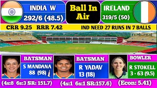 #89 India Women vs Ireland Women, 1st Odi | Live Cricket Match Today | IND Women vs IRE 2nd innings