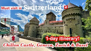 SWITZERLAND Vlog 9🇨🇭- Chillon Castle, GENEVA, ZURICH and BASEL (1-Day Itinerary!!)😄