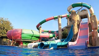 Enjoying Pink and Blue Waterslide | Pearl Kingdom Waterpark Sharjah UAE | Adventure | Travel and Fun