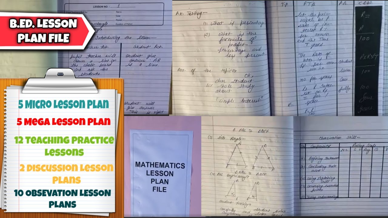 MATHEMATICS LESSON PLAN FILE || B.Ed. || - YouTube