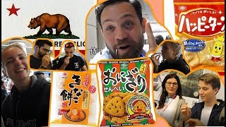 L.A.で外国人にお菓子を勧めてきたForeign people trying Japanese rice cracker in Los Angeles