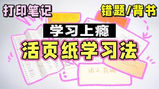 【超强活页纸学习法】打印笔记、错题本整理、背单词、高效背书 提高效率 整洁笔记 学生党 文具分享 一本活页本搞定