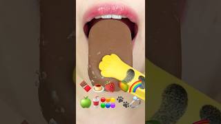 ASMR EMOJI FOOD 🍫🍮🍓🥭🌈🍏🥤🔴🟠🟢🔵🐾💍 이모지 먹방 (sped up)