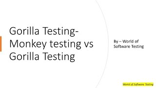 Gorilla Testing | Monkey testing vs Gorilla Testing | Software Testing