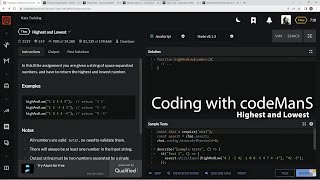 Codewars 7 kyu Highest and Lowest Javascript
