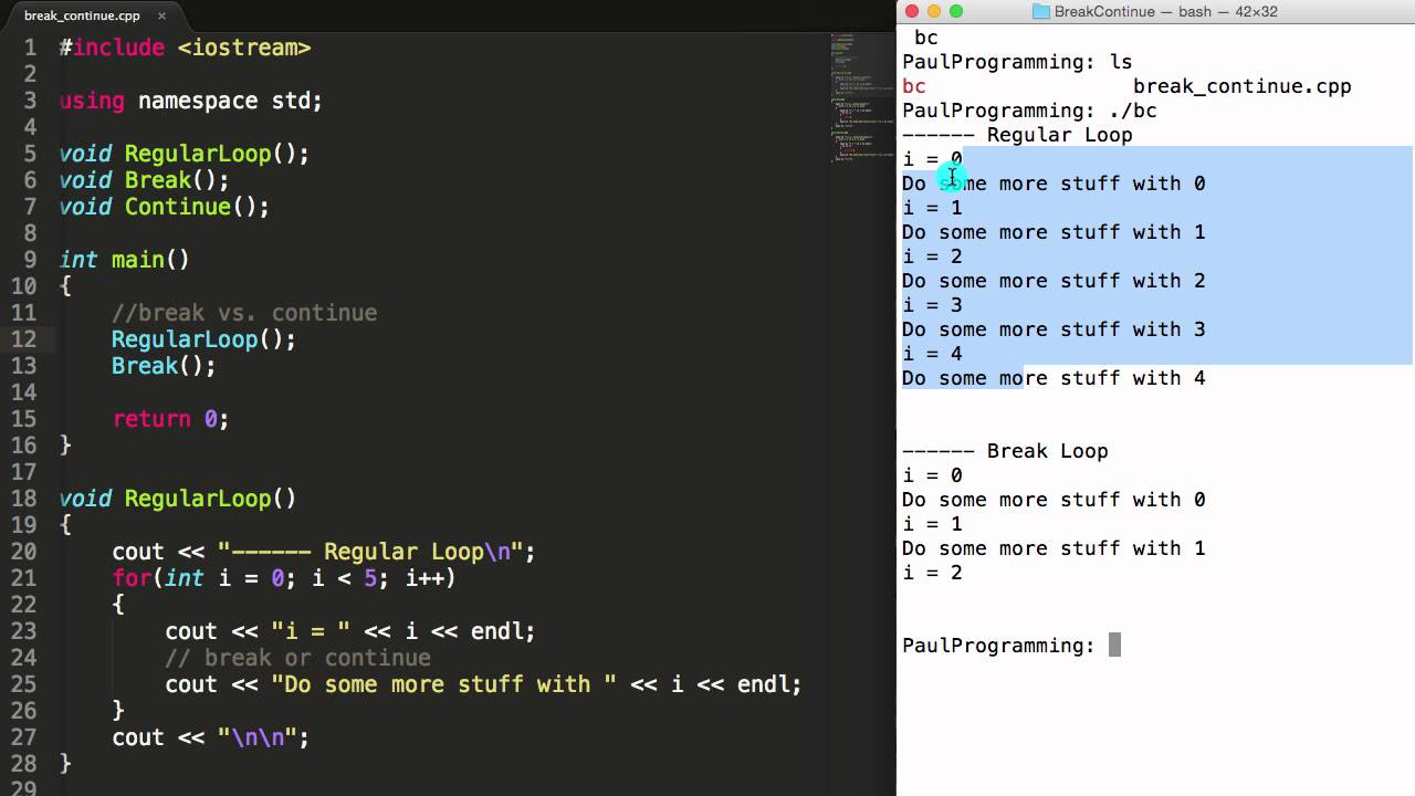 What Is The Difference Between Break And Continue Keywords In C/C++ ...