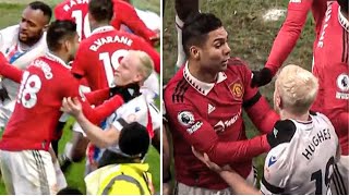 Casemiro's red card for trying to choke Will Hughes Man united 2 : 1 Crystal Palace Match