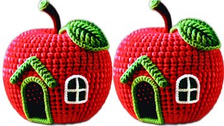 🍎💥💯SUPER BEAUTIFUL🍏💯👌KNITTING CROCHET  APPLE HOUSE 🧶🍎👍#crochet #apple #house #making #video