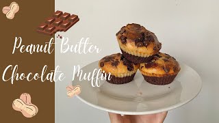 【超濃郁Crossover】花生醬朱古力馬芬鬆餅蛋糕Muffin | Peanut Butter and Chocolate Muffins