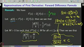Week 11 : Lecture 53 : Numerical Differentiation: Primitive Finite Difference Formulae