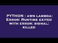PYTHON : aws lambda: Error: Runtime exited with error: signal: killed