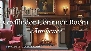 Gryffindor Common Room Ambience 🦁| 1 Hour of Sleepy Fireplace Winter Ambience at Hogwarts 🪵🔥 | 4K