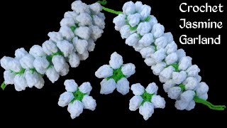 How to Crochet Jasmine flower Garland | Crochet mala | Gajra | Telugu | Crochet for Beginners