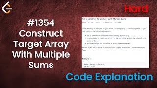 Construct Target Array With Multiple Sums | Live Coding with Explanation | Leetcode - 1354