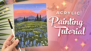 Acrylic Painting Tutorial - Rocky Mountain Sunset (Beginner to Intermediate)