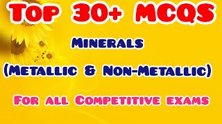 KVS PRT EVS SPECIAL|TOP 30+ MCQS | Minerals(Metallic \u0026 Non-Metallic)