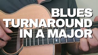 Classic acoustic style blues guitar turnaround in A major