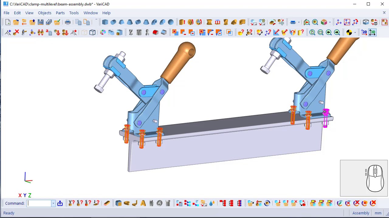 VariCAD – Detection Of Library Parts In 3D Space, Selection Mode - YouTube