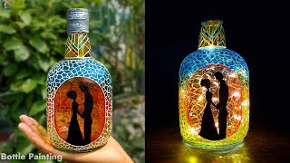 Old Monk Bottle Painting | Glass Painting On Bottle | Best Gift For Valentines Day | Easy Bottle Art