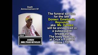 Doreen Emeltrude Reynolds ~ Short Obituary