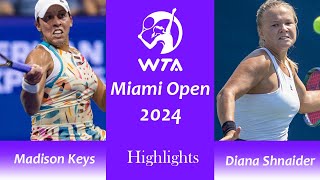Madison Keys vs Diana Shnaider Highlights | Miami Open 2024 | 3.21.2024