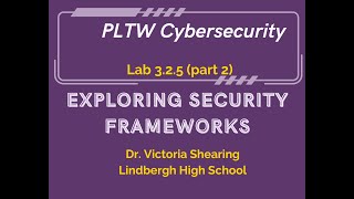 Exploring Security Frameworks.  PLTW Cybersecurity lab 3.2.5 (part 2)