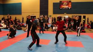 My first semi contact Kickboxing fight (red shirt)