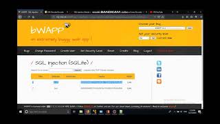 Bee box SQL Injection (SQLite)