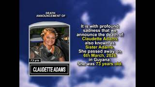 Claudette Adams ~ Short Obituary