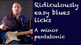 Play your 1st Blues Solo - Guitar Lesson with 8 licks in A minor pentatonic