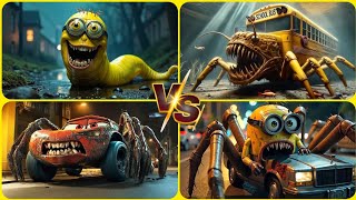 Minion Exe 🆚 Buss Eater 🆚 Lighting McQueen Spider 🆚 Minion Spider | Spinning Wheel 🎶