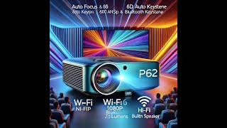 WiMiUS P62 Projector Review: Auto Focus, 4K Support \u0026 WiFi 6 | Best Outdoor Movie Projector 2024