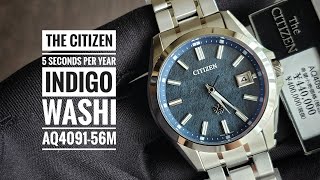 The Citizen High Accuracy Eco-Drive 5 Seconds Per Year Indigo Washi Paper Dial AQ4091-56M