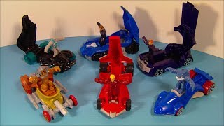 2010 HOT WHEELS BATTLE FORCE 5 SET OF 6 McDONALD'S HAPPY MEAL TOY'S VIDEO REVIEW