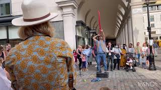Magician Man swallow one meter balloon in minute