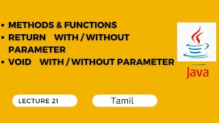 21JAVA #Methods_Functions Methods and Functions in java | types of methods| with & without parameter