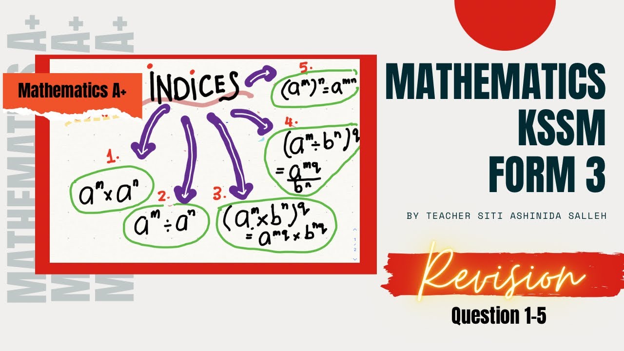 Mathematics Form 3 KSSM Indices (Revision Indices Part 1) - YouTube