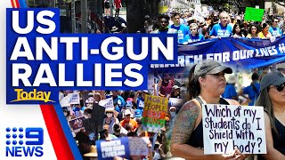 Thousands gather at 450 rallies for stricter gun laws across the US | 9 News Australia