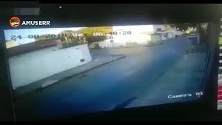 Biker Flies Toward CCTV Camera in Accident