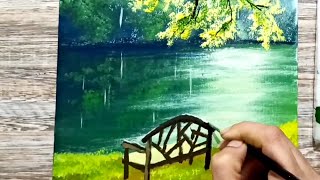 Sunshine landscape painting for beginners | ASMR Acrylic painting step by step