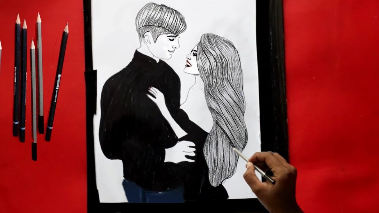 How To Draw Romantic Couple| Simple Couple| Drawing|Step By Step - YouTube