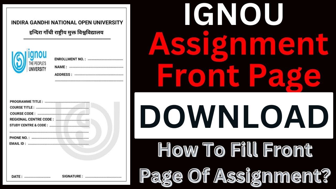 Ignou Assignment Front Page Download Ignou Assignment First Page