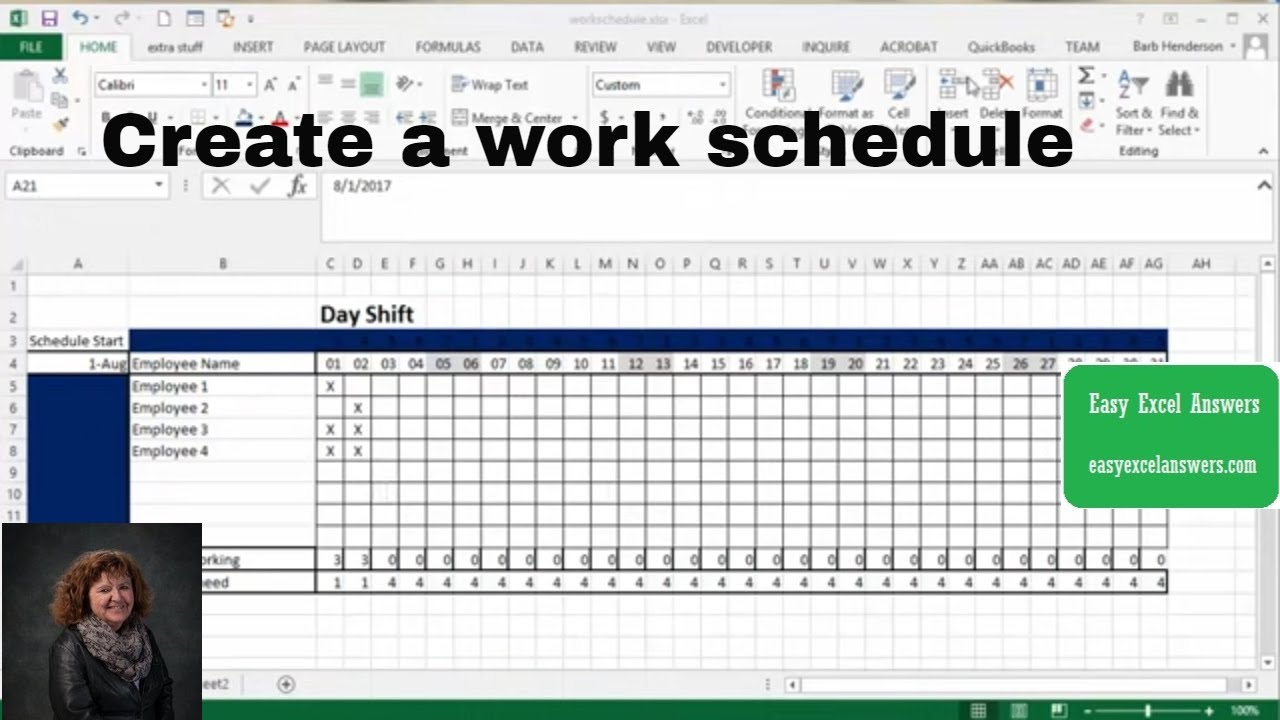 How To Create A Work Schedule In Excel - YouTube