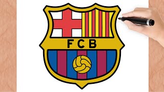 How To Draw FC BARCELONA LOGO I Easy ( Step by Step )