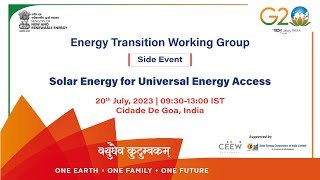 Workshop on Solar Energy for Universal Energy Access