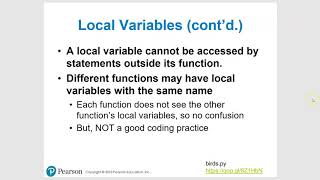 CIS 2 - Python - Chapter 5 - Section 5.4 Local Variables