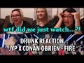 Drunk Family Reacts | J.Y. Park Fire ft. Conan O'Brien & Steven Yeun MV
