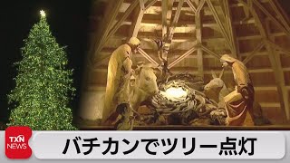 バチカンのサンピエトロ広場でツリー点灯（2022年12月4日）