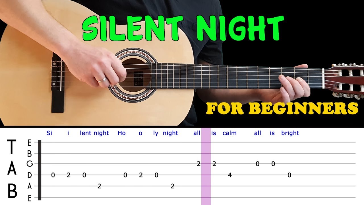 SILENT NIGHT | Easy Guitar Melody Lesson For Beginners (with Tabs ...