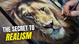 This is THE BEST TIP for REALISTIC PAINTING : Painting a Lion in Acrylics